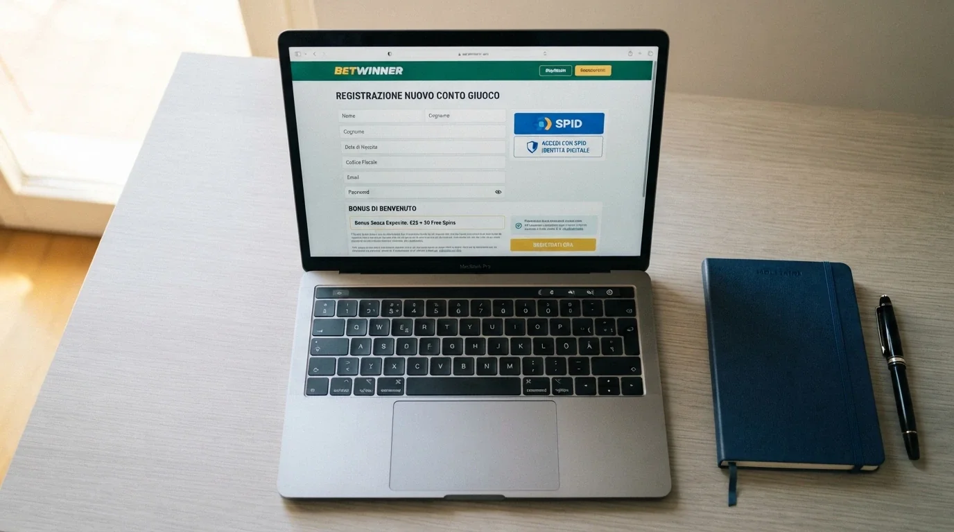 La pagina di registrazione di un casinò ADM con l'opzione di accesso tramite SPID evidenziata, accanto alla dicitura del bonus senza deposito