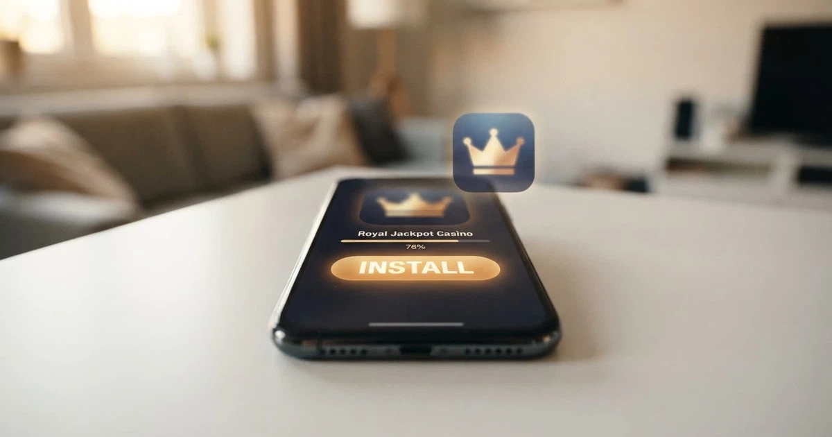Schermata di download di un file APK sullo schermo di uno smartphone Android, con l'icona di un'app casinò e il pulsante di installazione