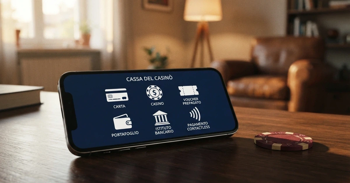Schermata di un casino online italiano che mostra le opzioni di pagamento disponibili con icone di carte, e-wallet e bonifico