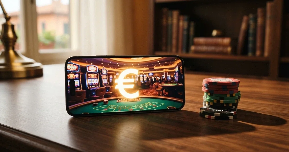 L'homepage di un casinò online con licenza ADM, simboli di sicurezza e il logo dell'Agenzia delle Dogane e dei Monopoli visibili nel footer
