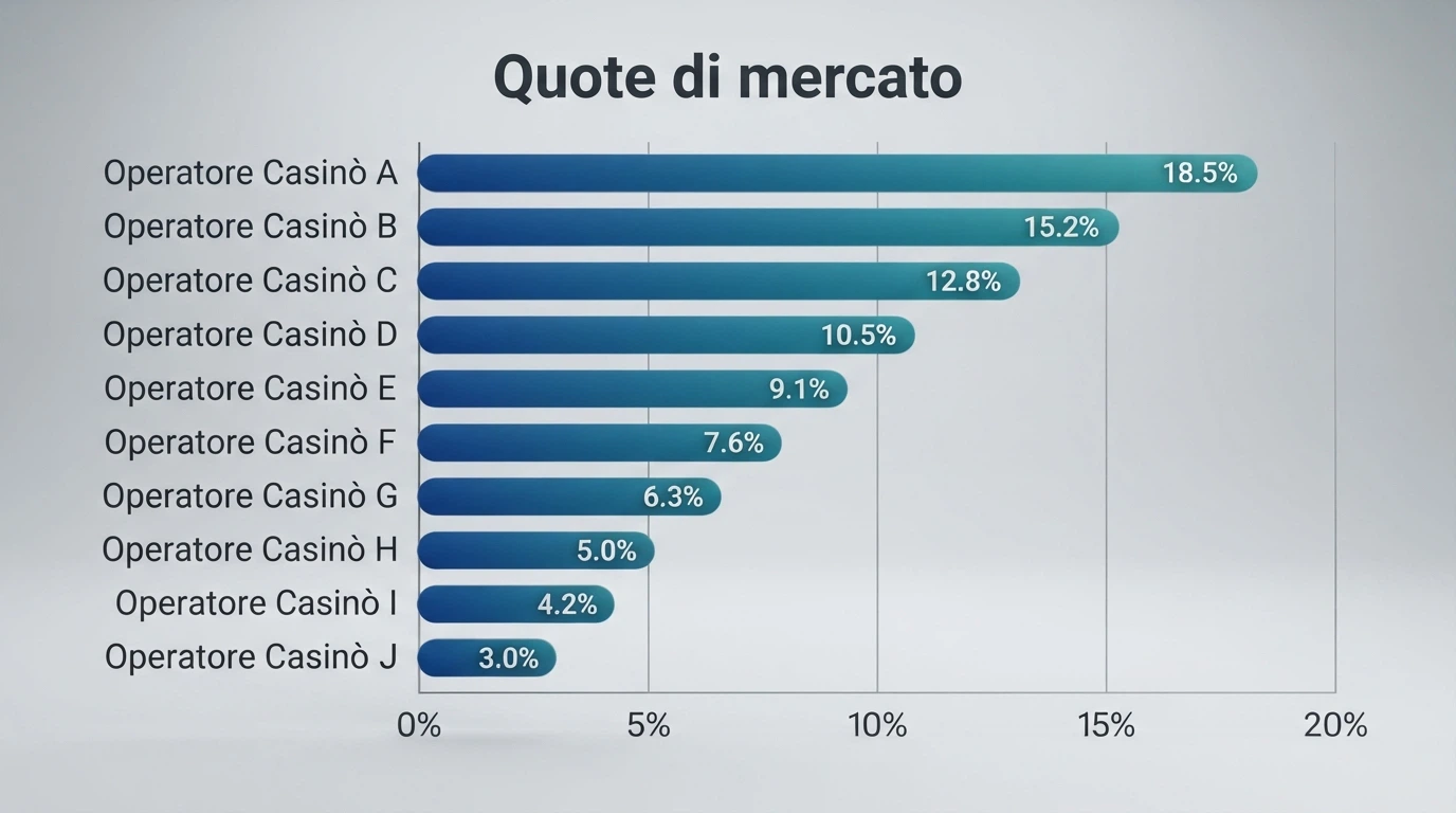 Una griglia visiva dei loghi dei principali casinò ADM recensiti nella guida, ordinati per quota di mercato