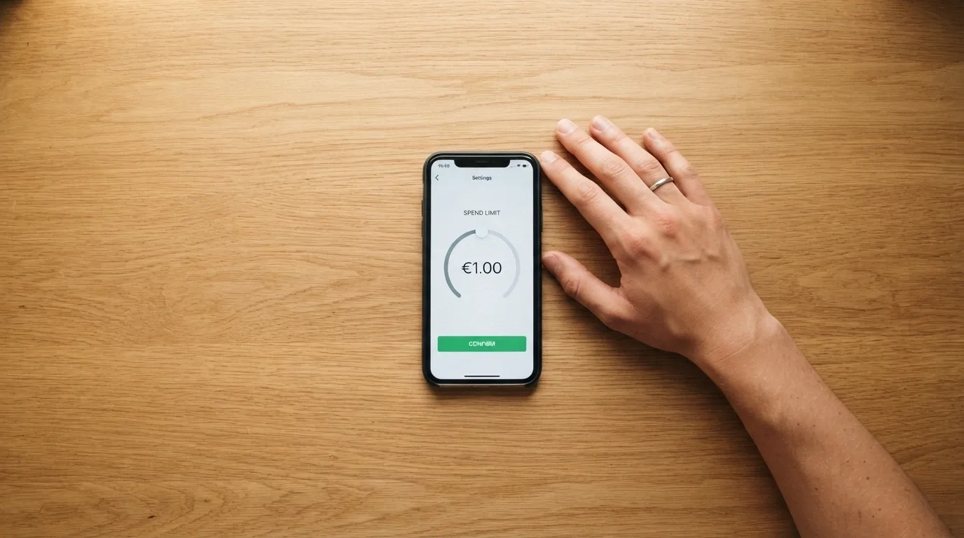 Una mano che imposta un limite di deposito settimanale sull'interfaccia di un conto gioco