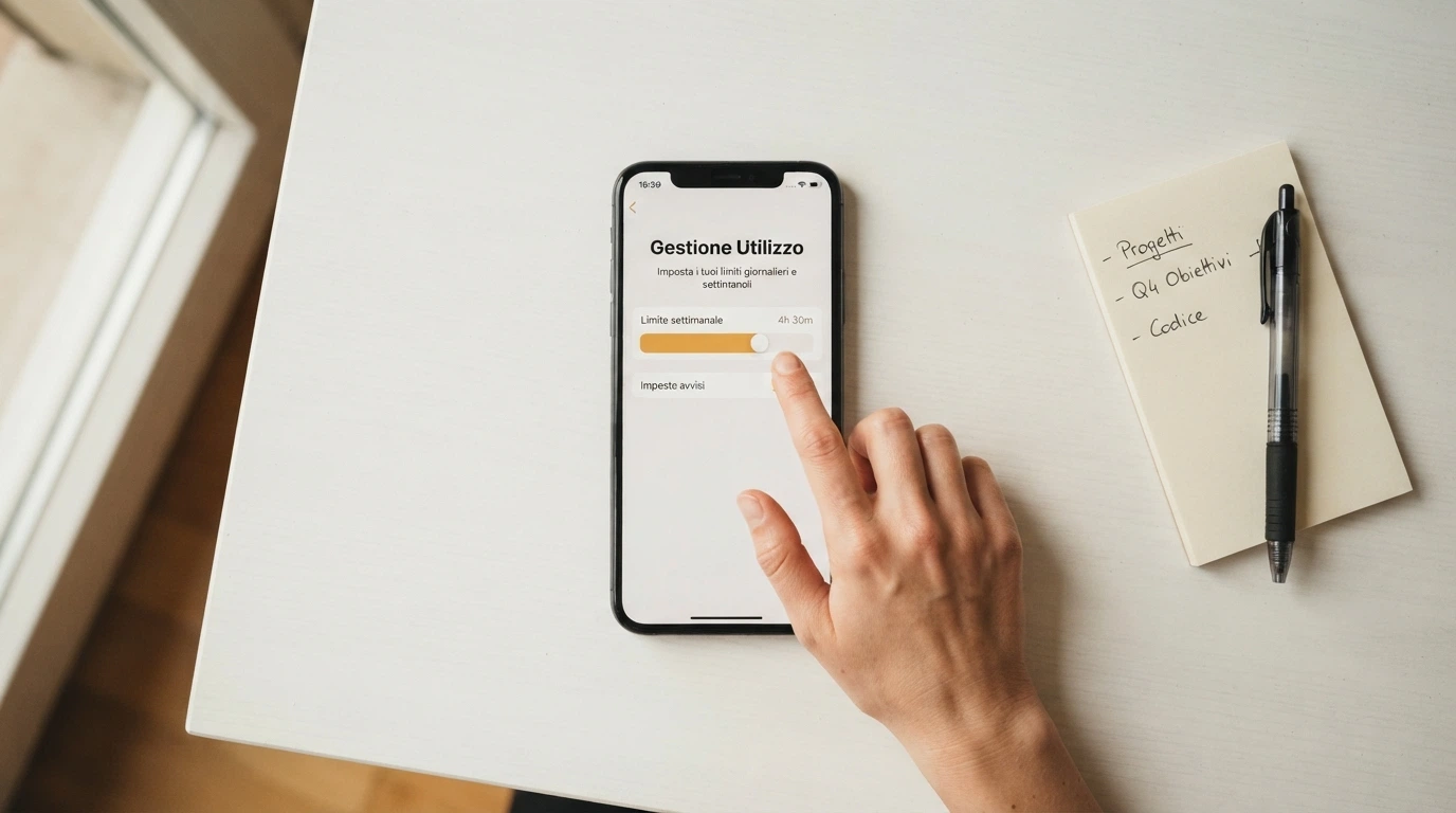 Lo schermo di uno smartphone con l'interfaccia di impostazione dei limiti di deposito e la dicitura «Limite settimanale: €___»