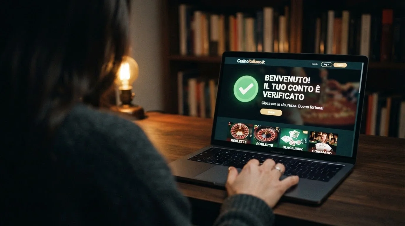 Il logo ufficiale ADM e il numero di concessione GAD sul footer di un sito casinò autorizzato, con un dito che indica il numero