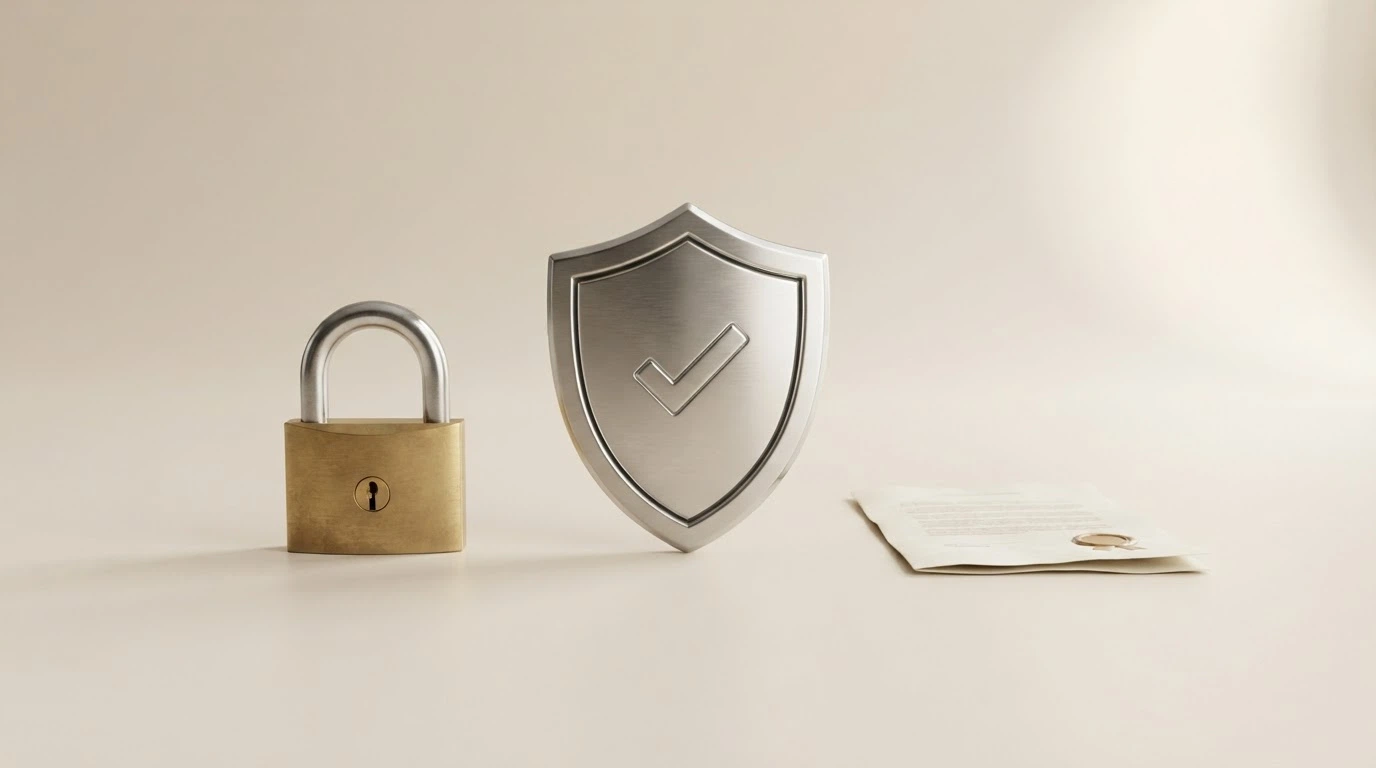 Il logo ADM accanto a icone di protezione (scudo, lucchetto, documenti)
