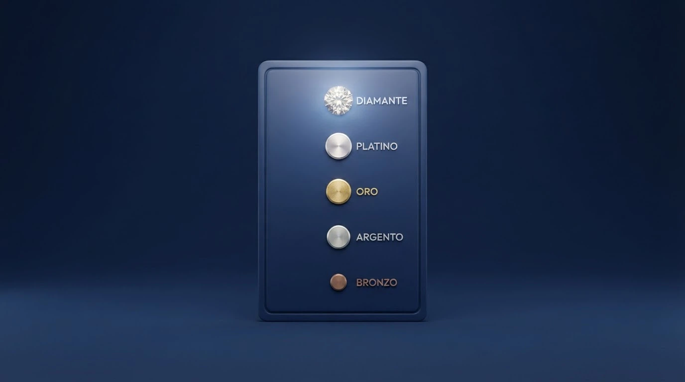 Carta fedeltà digitale con livelli progressivi da Bronzo a Diamante