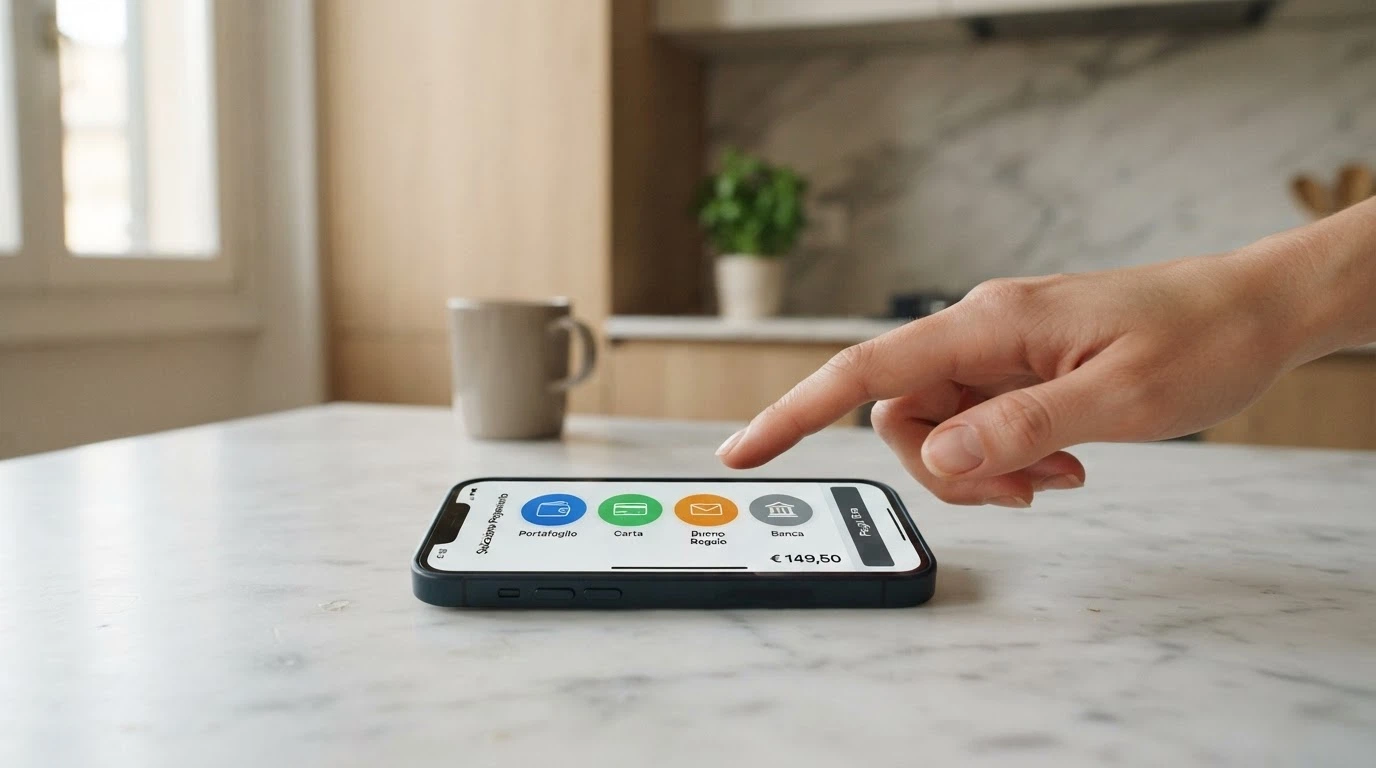 Schermata di cassa su un'app casinò che mostra le opzioni PayPal, Skrill, Neteller e carte di credito