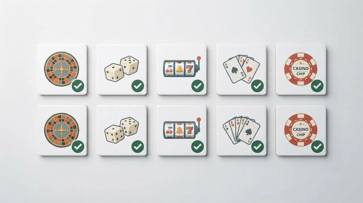 Una griglia con dieci loghi stilizzati di casinò online, ciascuno accompagnato da un badge ADM