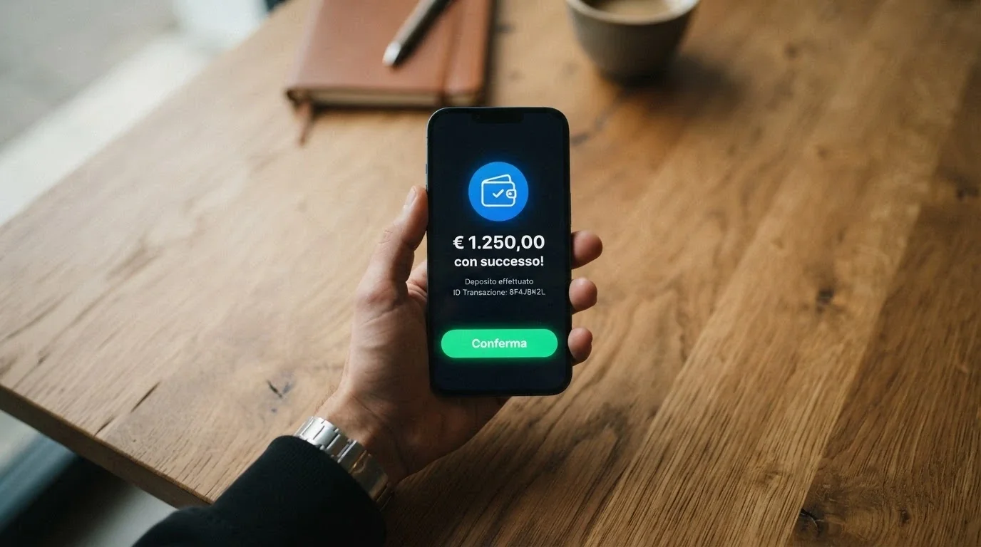 Interfaccia di pagamento PayPal durante un deposito su un casino online con licenza ADM