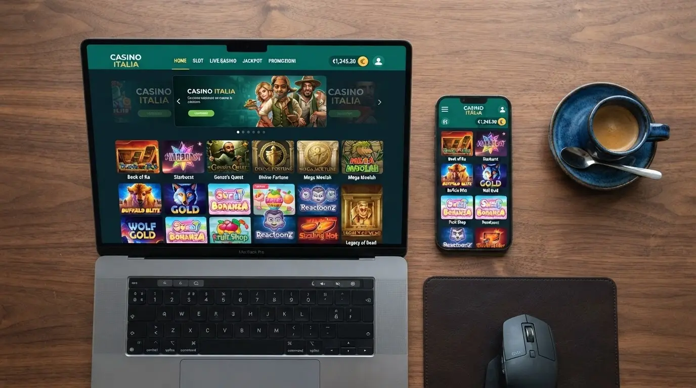 Schermata dell'interfaccia della piattaforma online del Casinò Sanremo su desktop e mobile