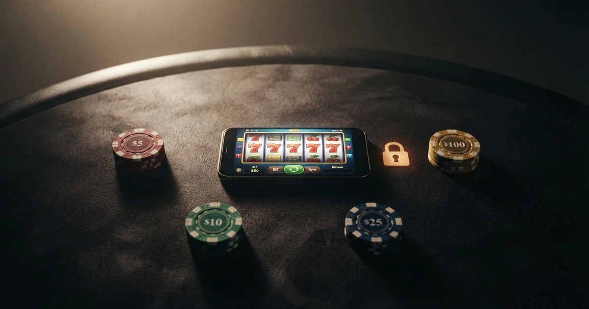 Un tavolo da gioco virtuale con icone di bonus, percentuali e il simbolo del lucchetto ADM sovrapposti, su sfondo blu notte