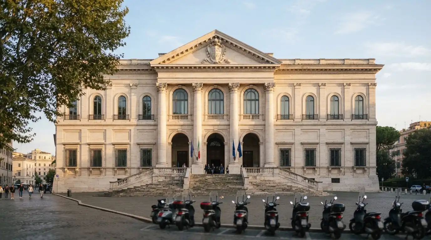 La facciata della sede dell'Agenzia delle Dogane e dei Monopoli a Roma