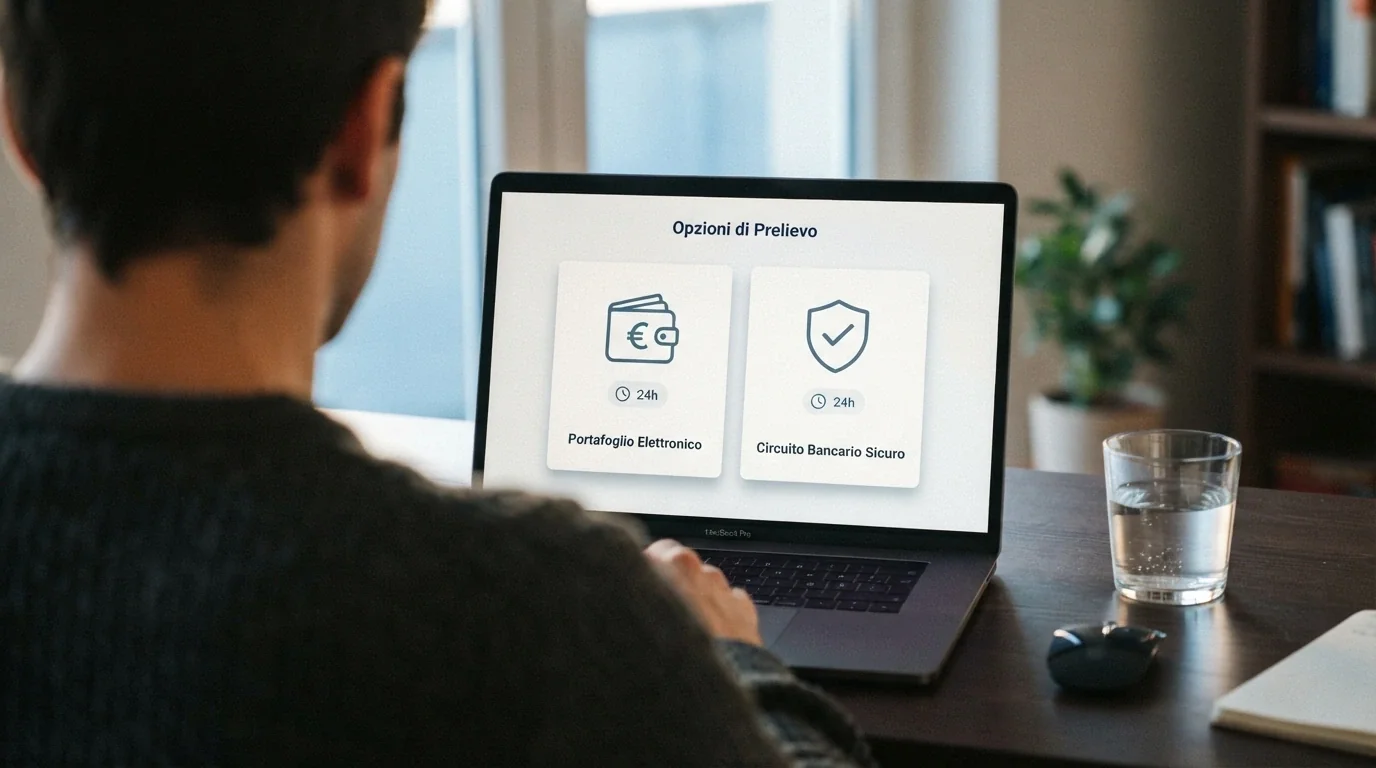 I loghi di Skrill e Neteller affiancati sullo schermo di un giocatore durante la scelta del metodo di prelievo