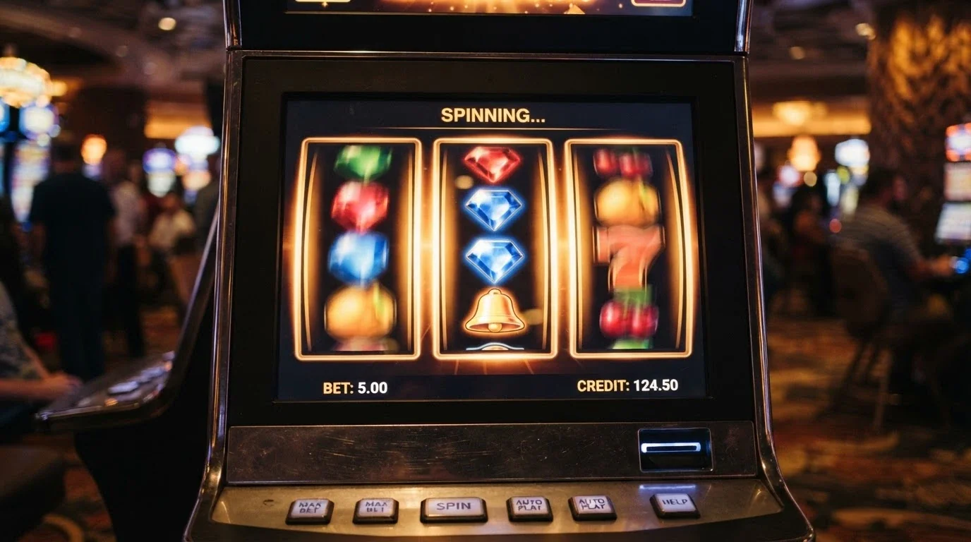 Schermata di una slot online ad alto RTP con rulli e simboli in gioco