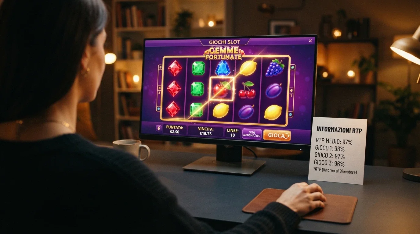 Griglia di slot machine online con le percentuali RTP in evidenza accanto a ciascun titolo