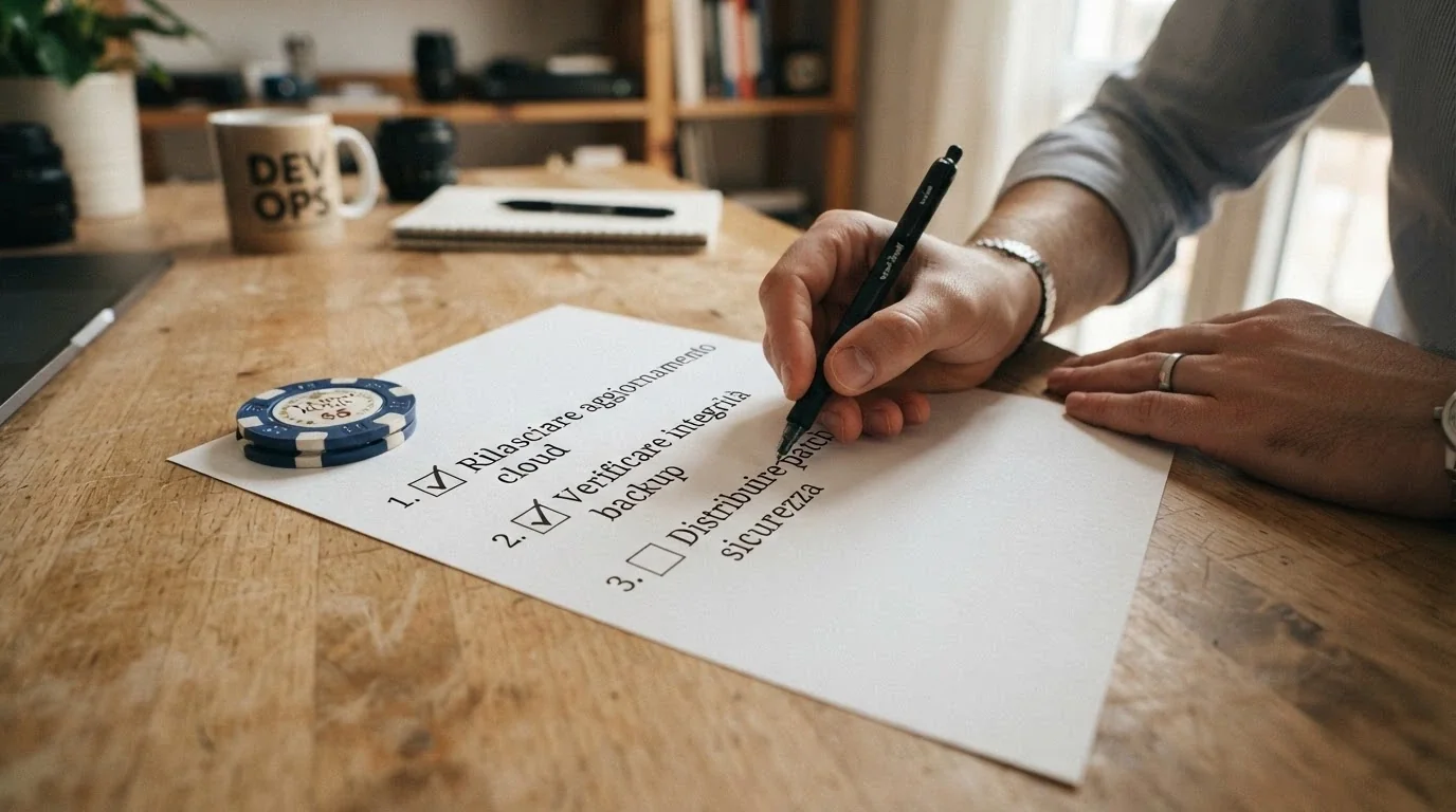 Checklist visiva in tre punti: cerca la concessione ADM, verifica il certificato RNG, attiva l'autoesclusione
